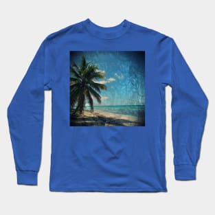 Caribbean Blue digital Artwork Isla Saona Tribute Long Sleeve T-Shirt